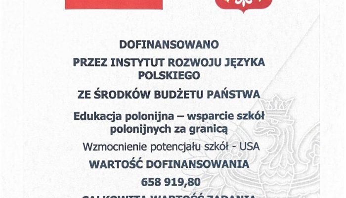 DZIĘKUJEMY ZA DOFINANSOWANIE PRZEZ INSTYTUT ROZWOJU JĘZYKA POLSKIEGO ZE ŚRODKÓW BUDŻETU PAŃSTWA.